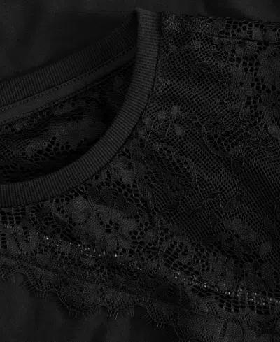 Inc International Concepts Women's Lace-shoulder T-shirt, Macy's Exclusive In Black