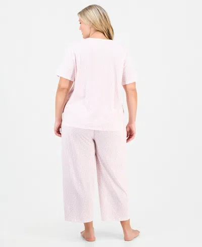 Charter Club Plus Size 2-pc. Cotton Cropped Pajamas Set, Created For Macy's In Pink