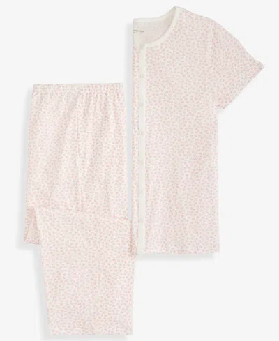 Charter Club Women's 2-pc. Cotton Printed Cropped Pajamas Set, Created For Macy's In Multi
