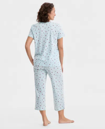 Charter Club Women's 2-pc. Cotton Printed Cropped Pajamas Set, Created For Macy's In Multi