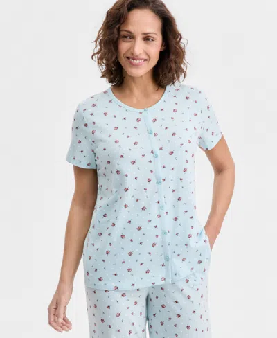 Charter Club Women's 2-pc. Cotton Printed Cropped Pajamas Set, Created For Macy's In Multi