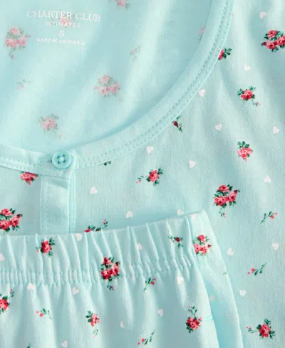 Charter Club Women's 2-pc. Cotton Printed Cropped Pajamas Set, Created For Macy's In Multi