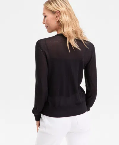 Inc International Concepts Women's Lightweight Metallic-knit V-neck Cardigan, Macy's Exclusive In Black