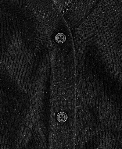 Inc International Concepts Women's Lightweight Metallic-knit V-neck Cardigan, Macy's Exclusive In Black
