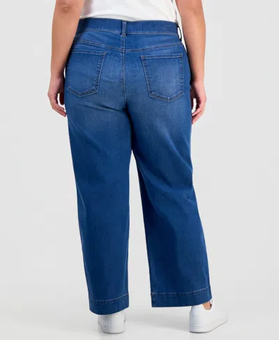 Style & Co Plus Size Pull-on Shaping High-rise Wide-leg Jeans, Macy's Exclusive In Blue