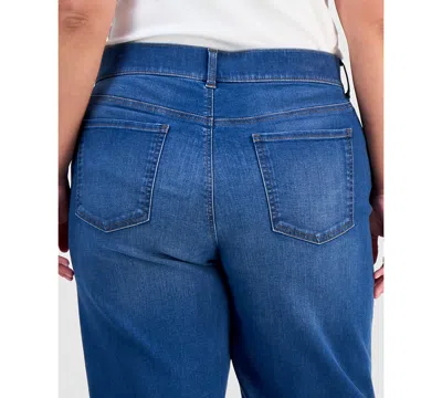 Style & Co Plus Size Pull-on Shaping High-rise Wide-leg Jeans, Macy's Exclusive In Blue