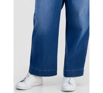 Style & Co Plus Size Pull-on Shaping High-rise Wide-leg Jeans, Macy's Exclusive In Blue