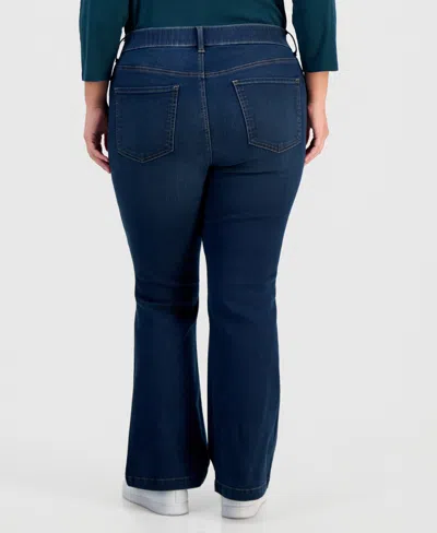 Style & Co Plus Size Pull-on Shaping High-rise Bootcut Jeans, Macy's Exclusive In Blue