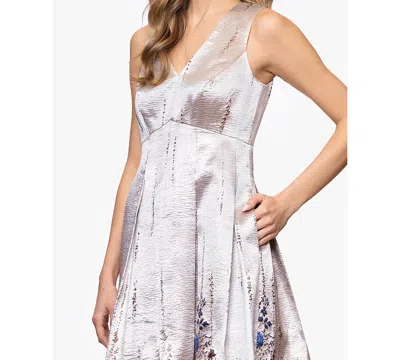 Betsy & Adam Petite Printed A-line Long Dress In Multi