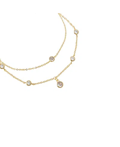 By Adina Eden Cubic Zirconia Bezels Gold Plated Bracelet Combo Set In Gold