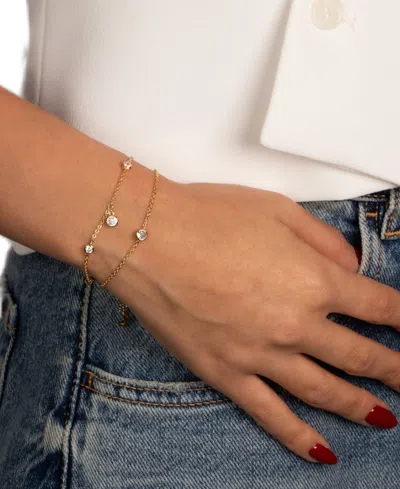 By Adina Eden Cubic Zirconia Bezels Gold Plated Bracelet Combo Set In Gold