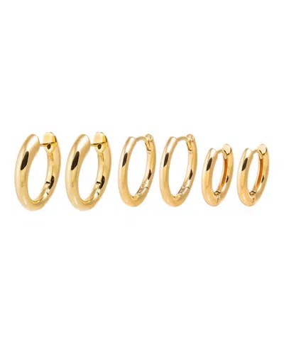 By Adina Eden The Solid Rounded Gold-plated Ring Huggie Earring Combo Set In Gold