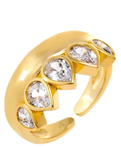 By Adina Eden Multi Cubic Zirconia Gold Plated Pear Rimmed Ring In Gold