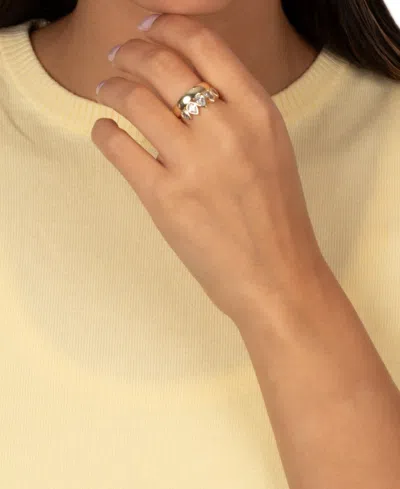 By Adina Eden Multi Cubic Zirconia Gold Plated Pear Rimmed Ring In Gold