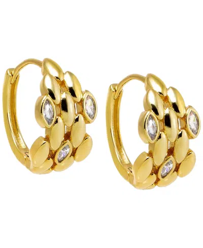 By Adina Eden Cubic Zirconia Gold Plated Scattered Watch Link Huggie Earrings In Gold