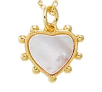 By Adina Eden Ball Rimmed Heart Mop Gold Plated Pendant Necklace In Gold