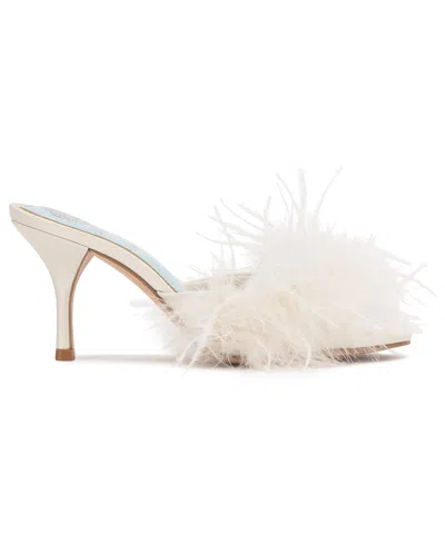 Vince Camuto Women's Paelly High-heel Feathered Dress Mules In White