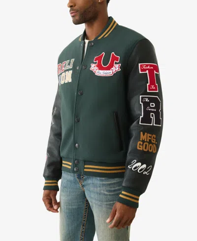True Religion Cat Varsity Jacket In Green