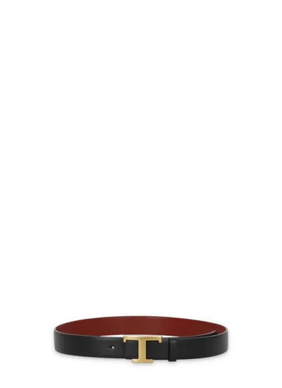 Tod's Reversible Leather Belt In Black