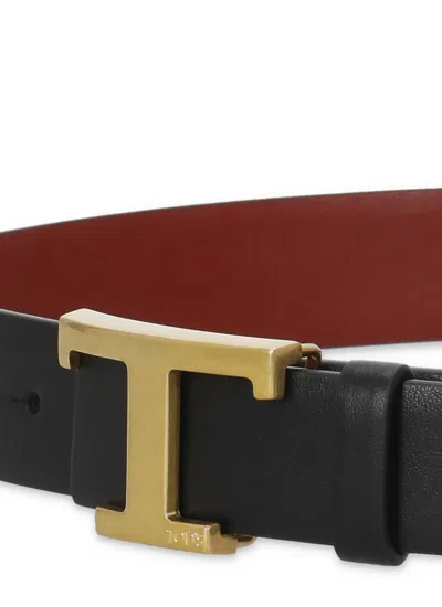 Tod's Reversible Leather Belt In Black