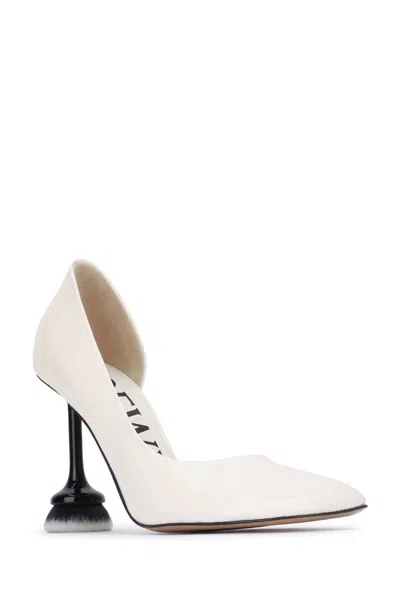 Loewe Pumps Pointed Toe Unique Sculpted Heel In White