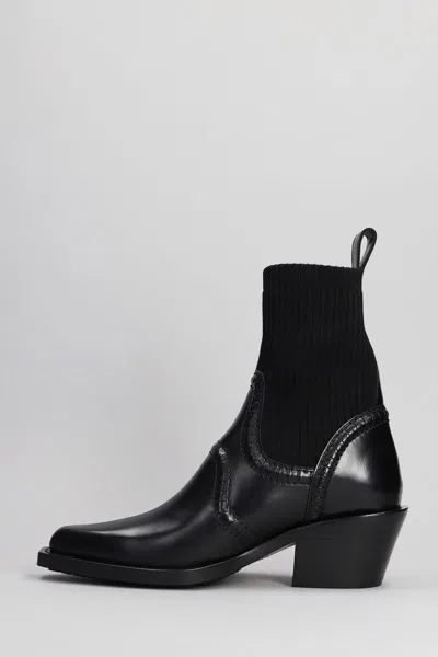 Chloé Nellie Low Heels Ankle Boots In Black