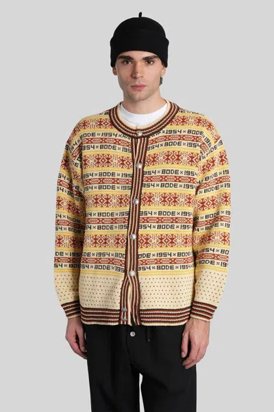 Bode Marzipan Jacquard-knit Wool Cardigan In Yellow