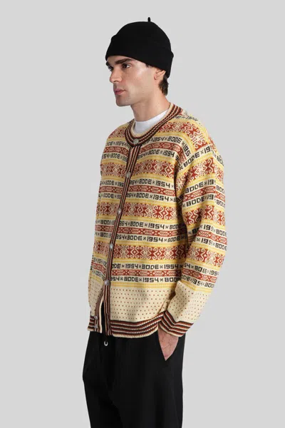 Bode Marzipan Jacquard-knit Wool Cardigan In Yellow