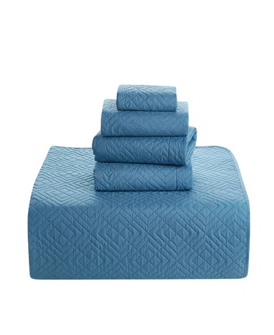 Nestl Diamond Embossed 4-pc. Quilt Set, Twin/twin Xl In Blue