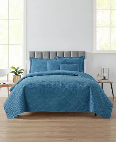 Nestl Diamond Embossed 4-pc. Quilt Set, Twin/twin Xl In Blue