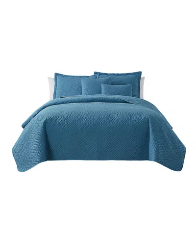 Nestl Diamond Embossed 4-pc. Quilt Set, Twin/twin Xl In Blue