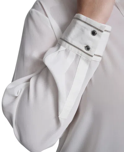 Calvin Klein Plus Size Long-sleeve Button-down Top In White