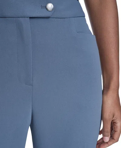 Calvin Klein Petite Full Length Straight Pants In Gray