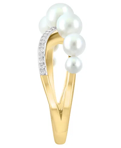 Effy Collection Freshwater Pearl (3-5mm) And Diamond (1/10 Ct. T.w.) Ring In 14k Yellow Gold In Gold