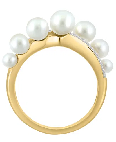 Effy Collection Freshwater Pearl (3-5mm) And Diamond (1/10 Ct. T.w.) Ring In 14k Yellow Gold In Gold