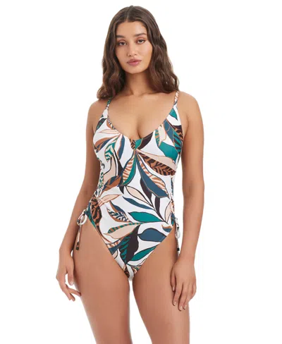 Bar Iii Women's Safari Chic Over-the-shoulder Mio One-piece Swimsuit, Macy's Exclusive In Multi