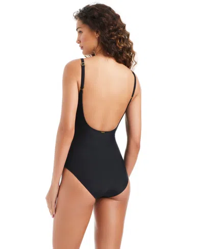 Beyond Control Women's Solid Essentials V-neck One-piece Swimsuit In Black