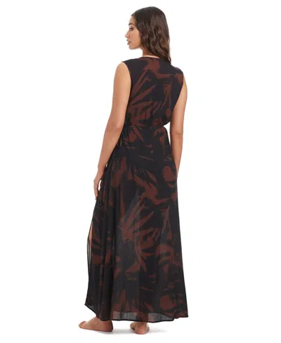 Bar Iii Women's Palm Breeze Wrap Front V-neck Swim Dress, Macy's Exclusive In Multi