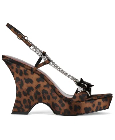 Jeffrey Campbell Women's Embellished Sculpted Platform Wedge Sandals In Brown