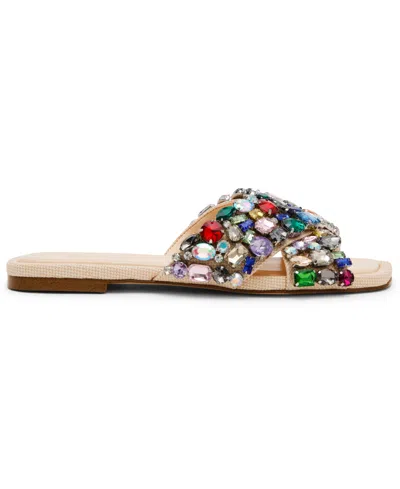Steve Madden Women's Levity Embellished Flat Slide Sandals In Multi