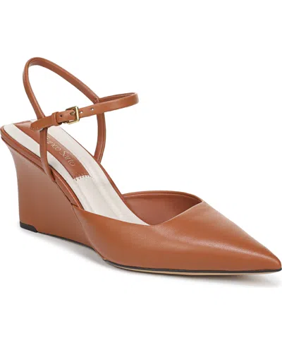 Franco Sarto Cherie Ankle Strap Pointed Cap Toe Wedge Pump In Multi