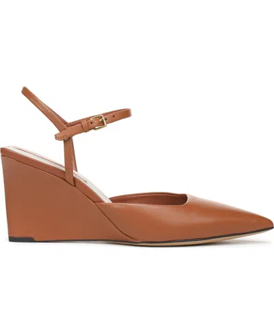 Franco Sarto Cherie Ankle Strap Pointed Cap Toe Wedge Pump In Multi