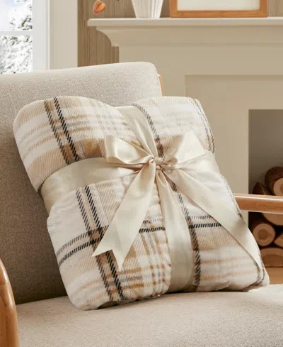 Woolrich Print Plush To Sherpa Heated Throw, 50" X 60" In Brown