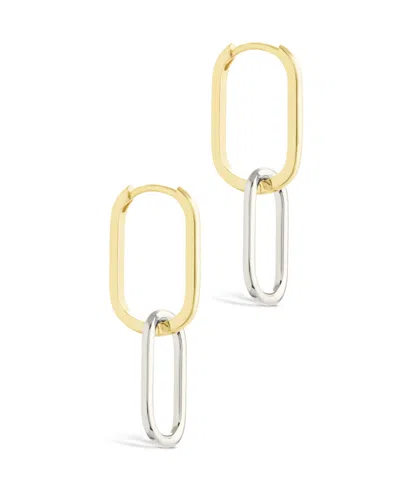 Sterling Forever Raleigh Link Drop Hoop Earrings In Multi