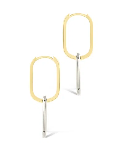 Sterling Forever Raleigh Link Drop Hoop Earrings In Multi