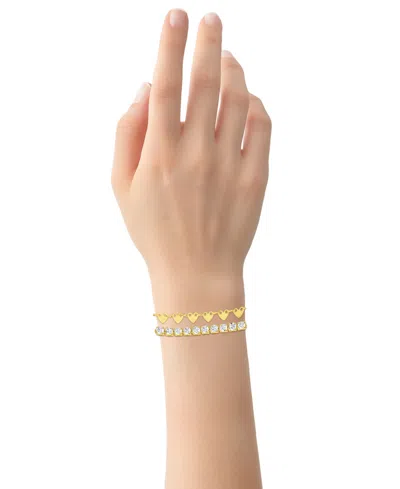And Now This Cubic Zirconia 18k Gold Plated Brass Chain Duo Bracelet, Macy's Exclusive In Gold