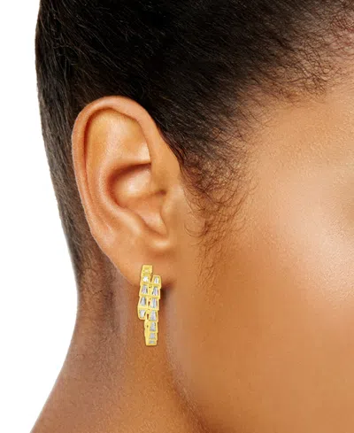 And Now This Cubic Zirconia In 18k Gold Plated Brass Geometric Hoop Earrings, Macy's Exclusive