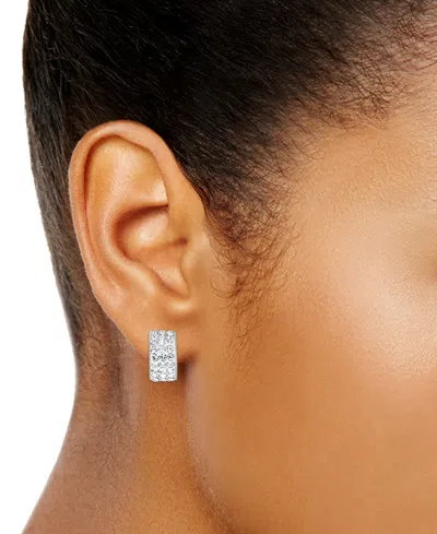 And Now This 2-pc. Cubic Zirconia 18k Silver Plated Hoop And Stud Earrings Set, Macy's Exclusive In Metallic