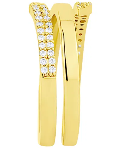 And Now This Cubic Zirconia 18k Gold Plated Brass Coil Ring, Macy's Exclusive In Gold