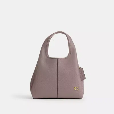Coach Lana 23 Brass Dark Stone Leather Shoulder Bag In Taupe Leather